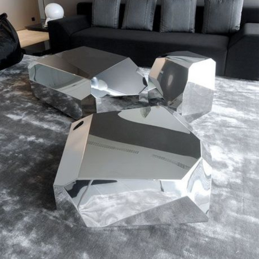 Stainless Steel Mirror Effect Diamond Shape Tea Table